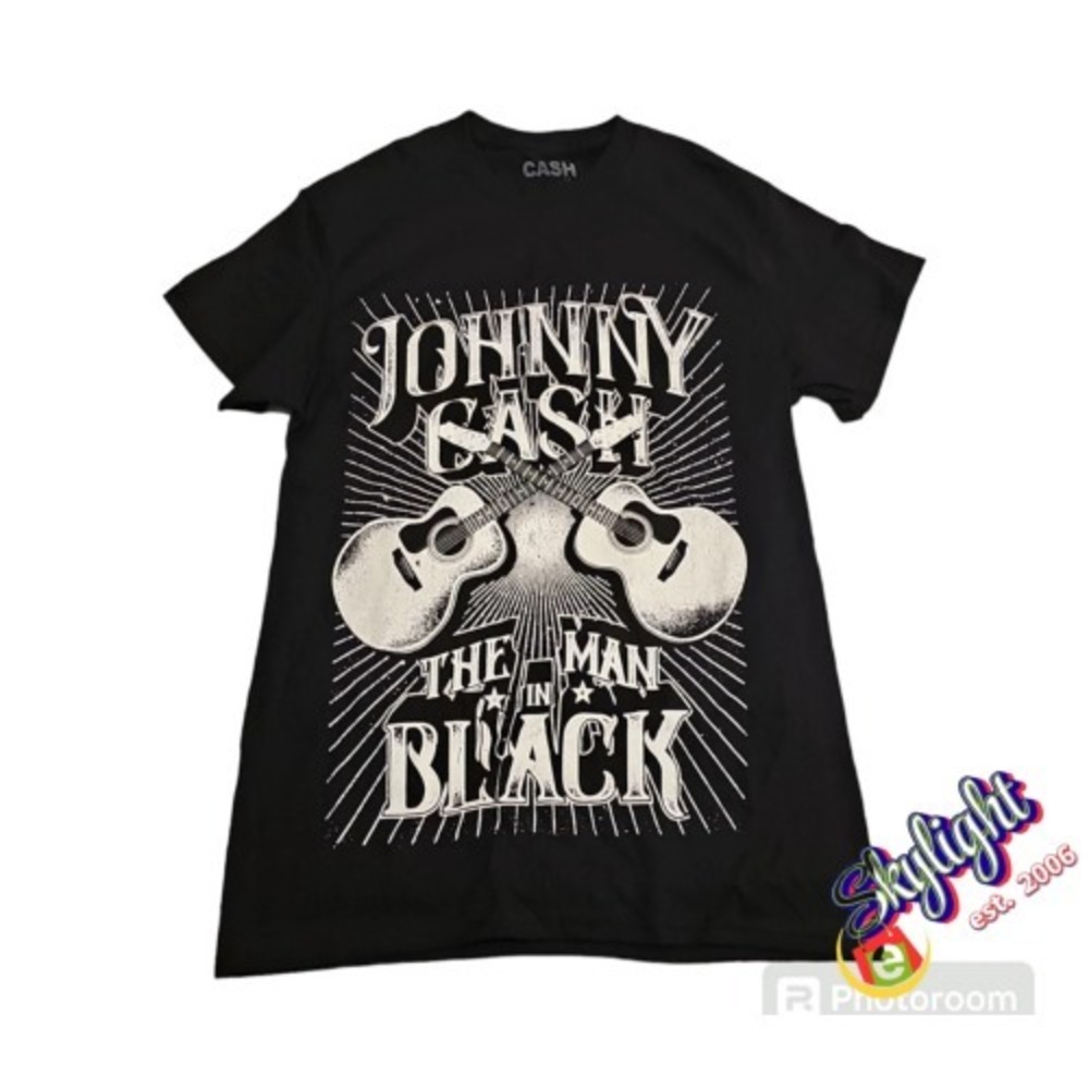 Johnny Cash Men's Black Vintage Style Graphic T-Shirt Adult Size S